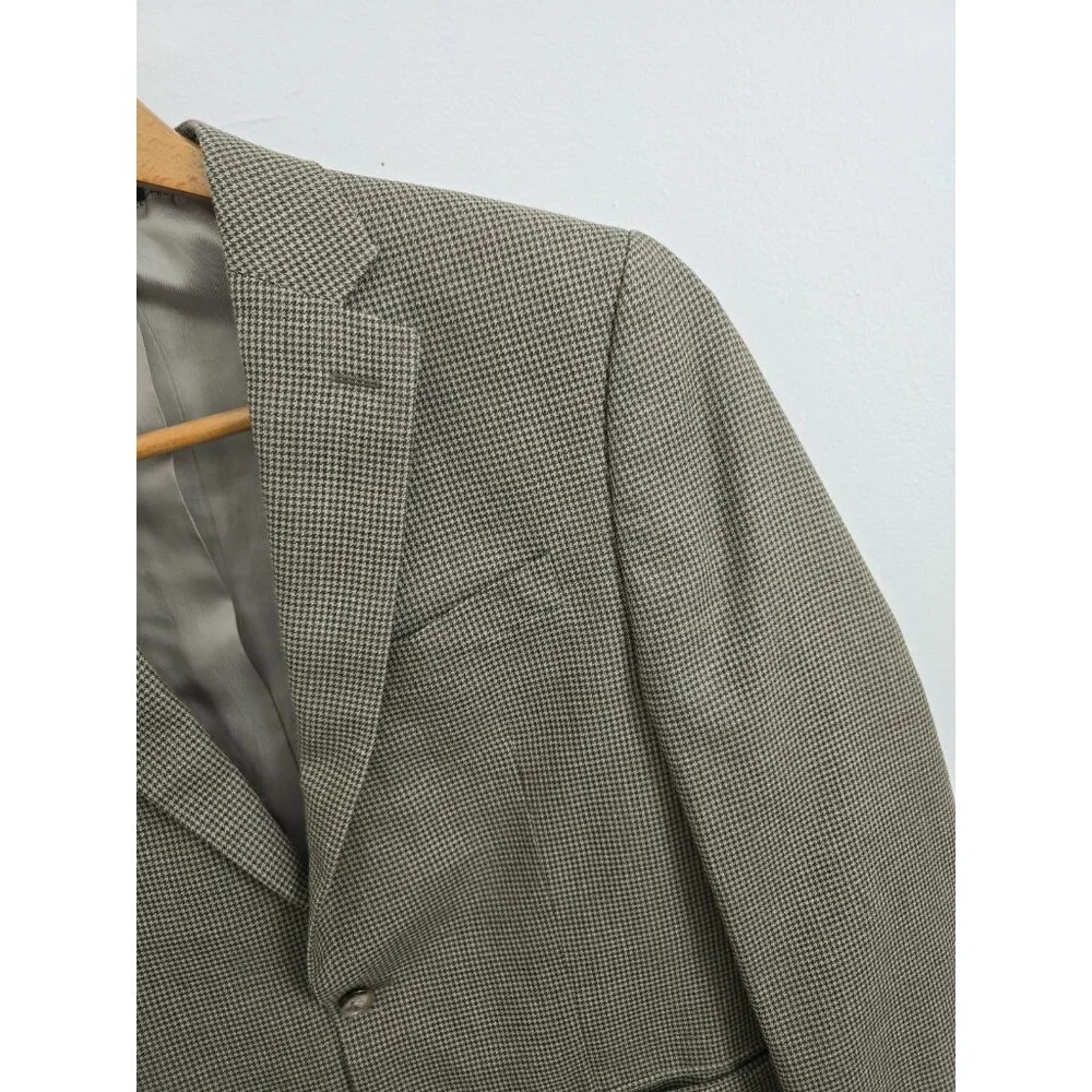 Lauren Ralph Lauren Silk Wool Houndstooth Blazer Sports Suit Jacket Coat 40 R